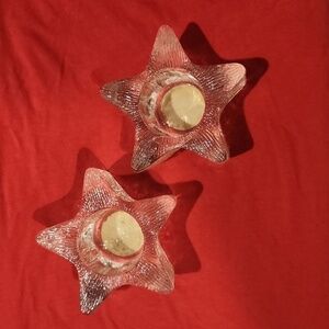 Indiana Glass Star Votive Candle Holders